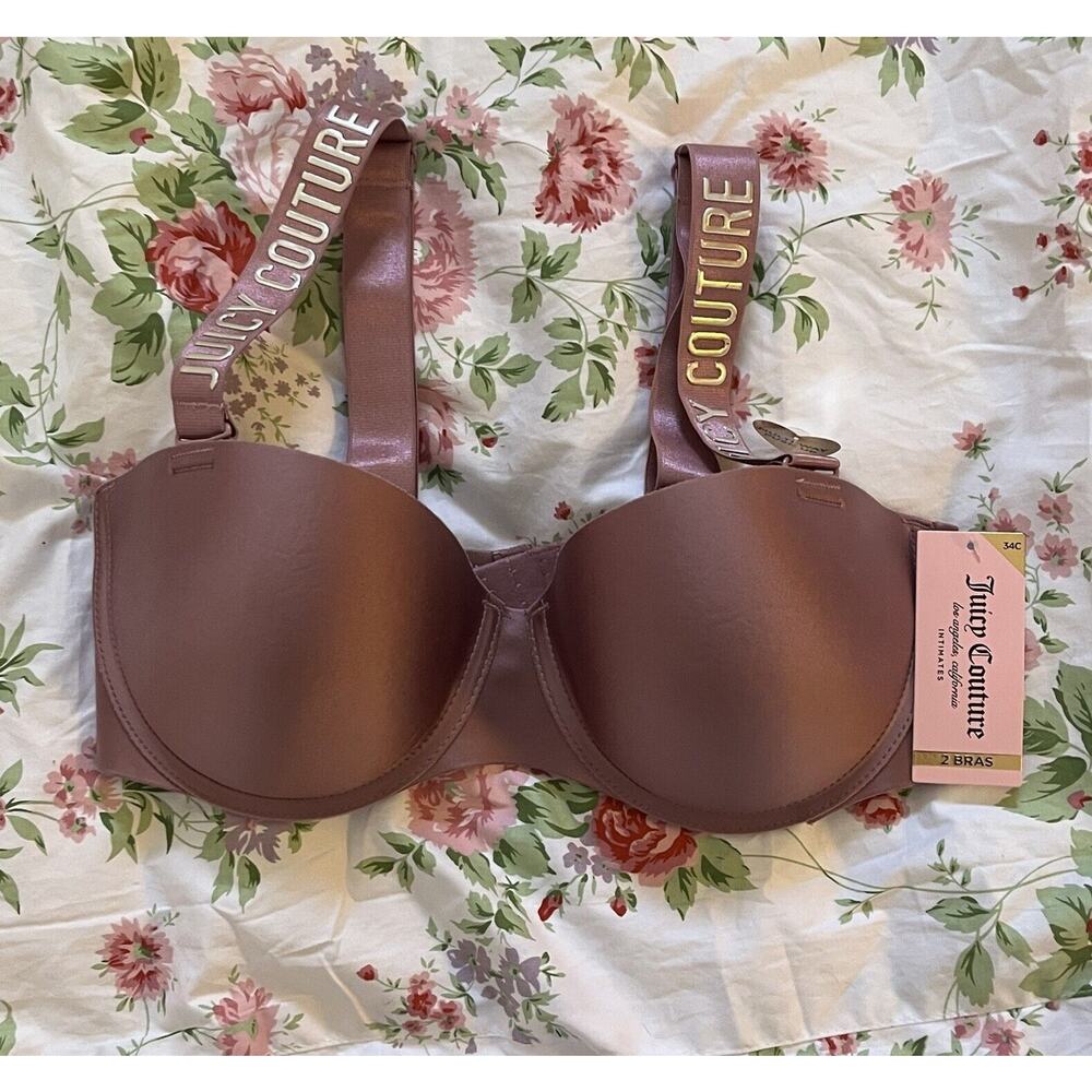 Juicy Couture Pink Satin Padded Bra 34C NWT